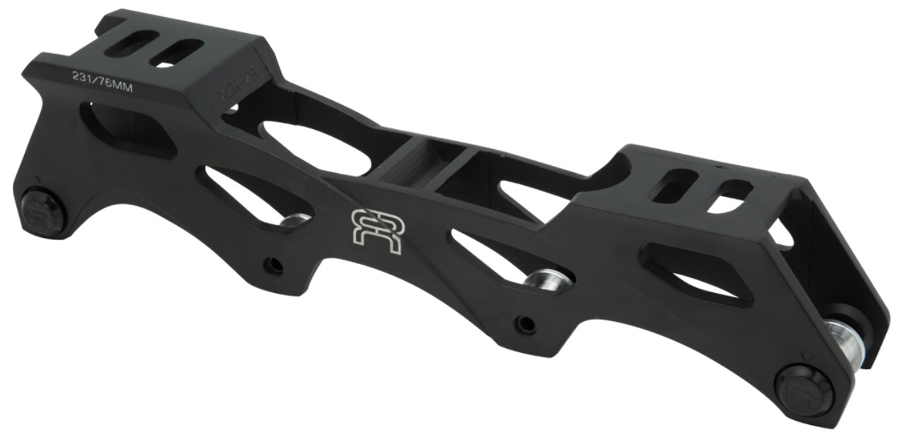 FR rockerable inline skating frame for 4 wheels of 76 mm diameter