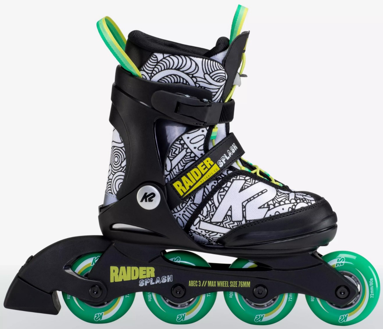 K2 kids youth skeeler Raider Splash in side view