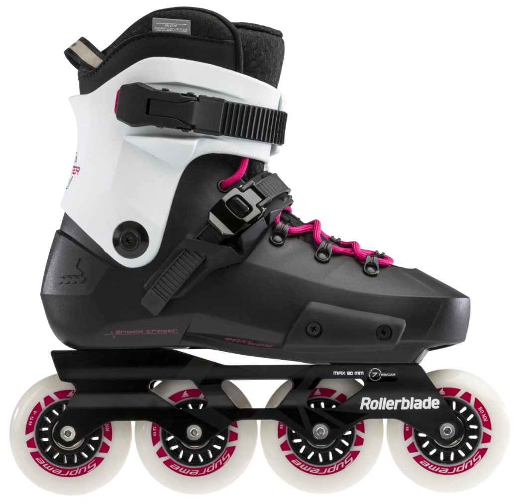 Rollerblade Twister Edge W White Black freeride inline skate with four wheels in side view