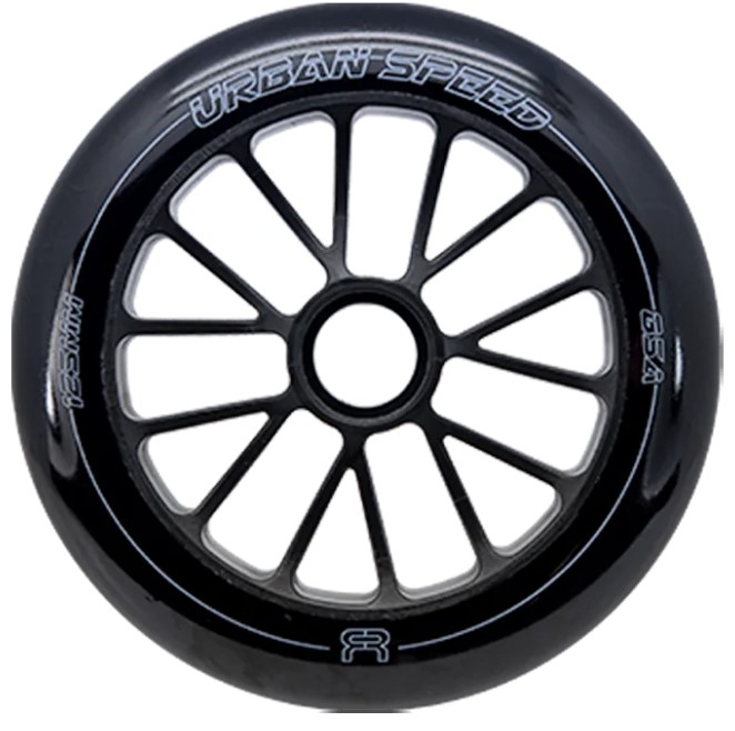 Black FR Urban Speed inline skate wheel of 125 mm and 85A durometer as used for an FR1 325